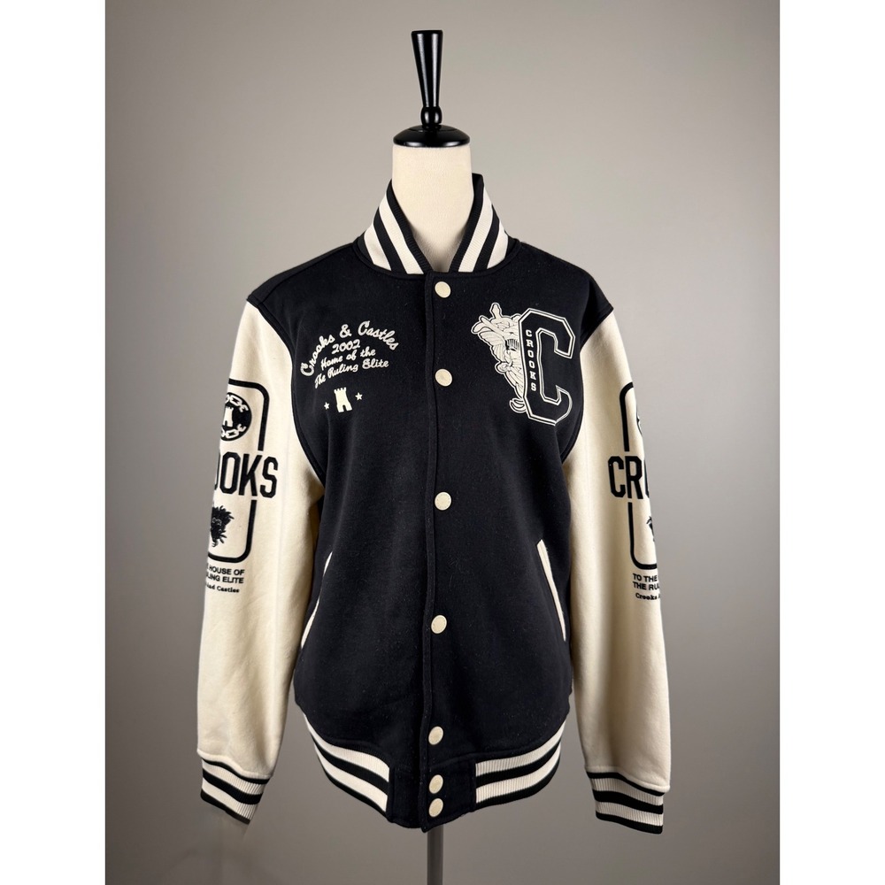 Crooks‎ & Castles Varsity Jacket Graphic Small Black White Streetwear